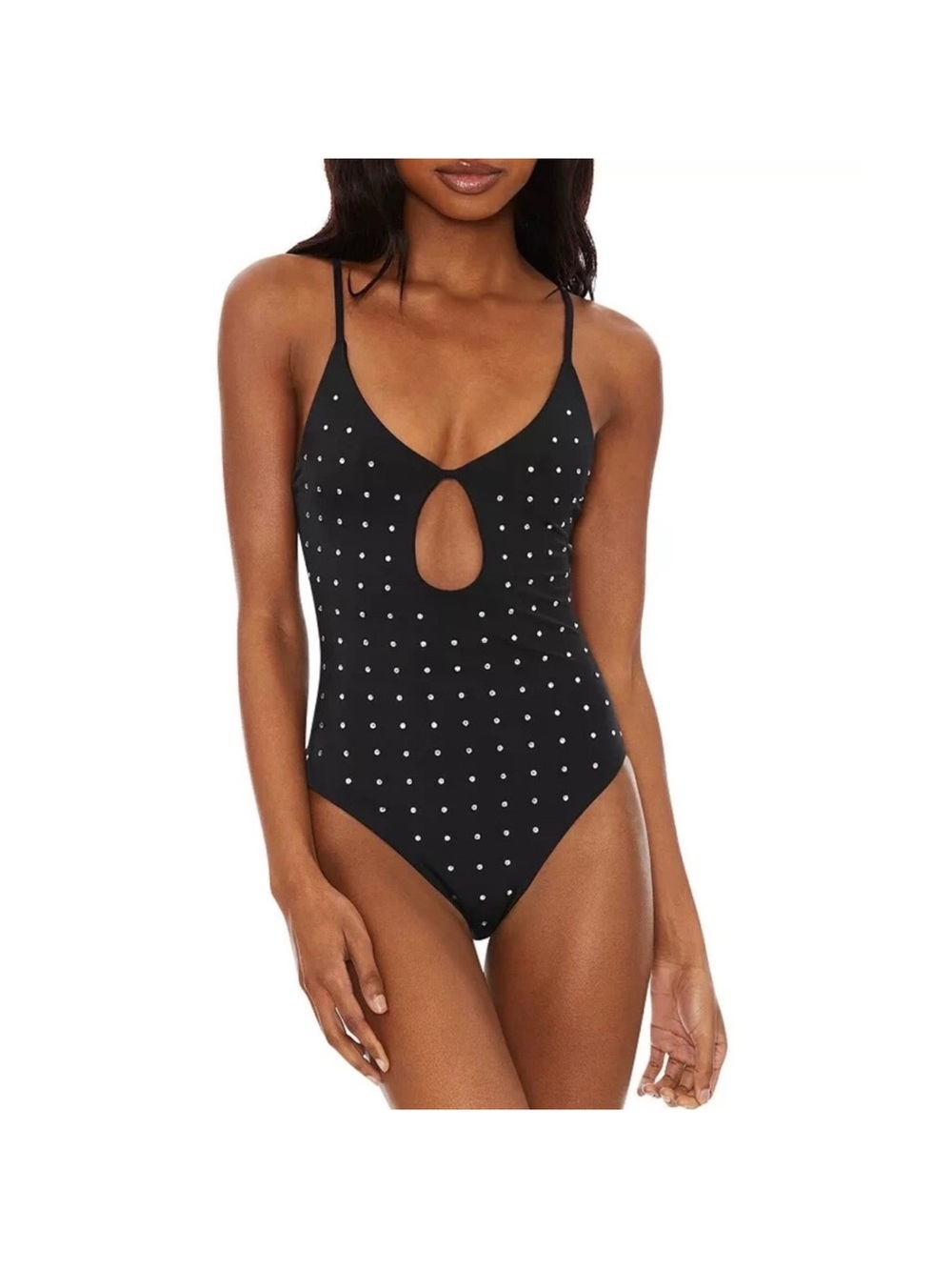 Beach Riot Black One-Piece with Silver Dot Embellishments